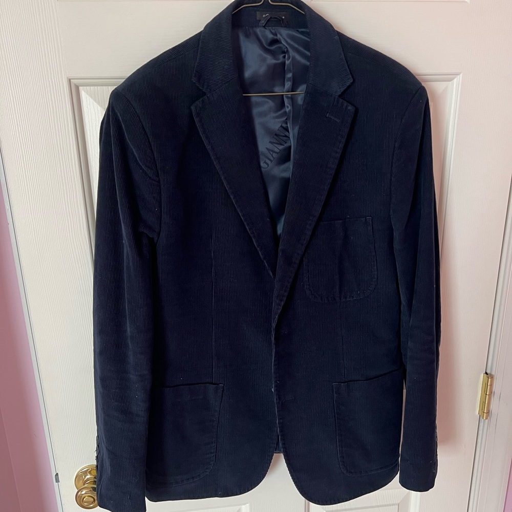 Navy Blue Gianni Feraud Corduroy Sports Coat 42R